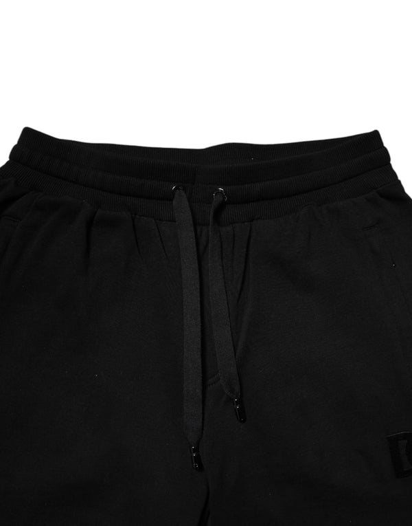 Dolce & Gabbana Black Cotton Mid Waist Jogger Sweatpants Pants