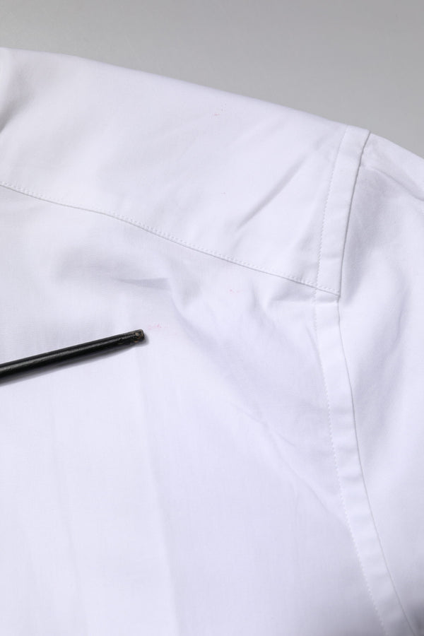 Dolce & Gabbana White Cotton Stretch GOLD Dress Formal Shirt