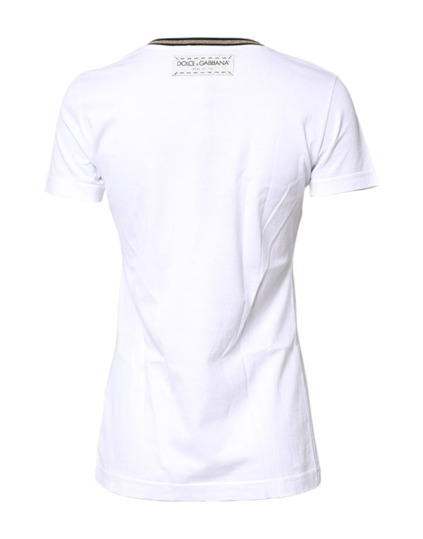 Dolce & Gabbana White Graphic Print Cotton Crew Neck T-shirt