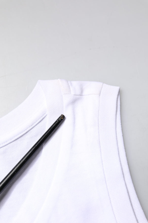 Dolce & Gabbana White Cotton Sleeveless Crew Neck T-shirt