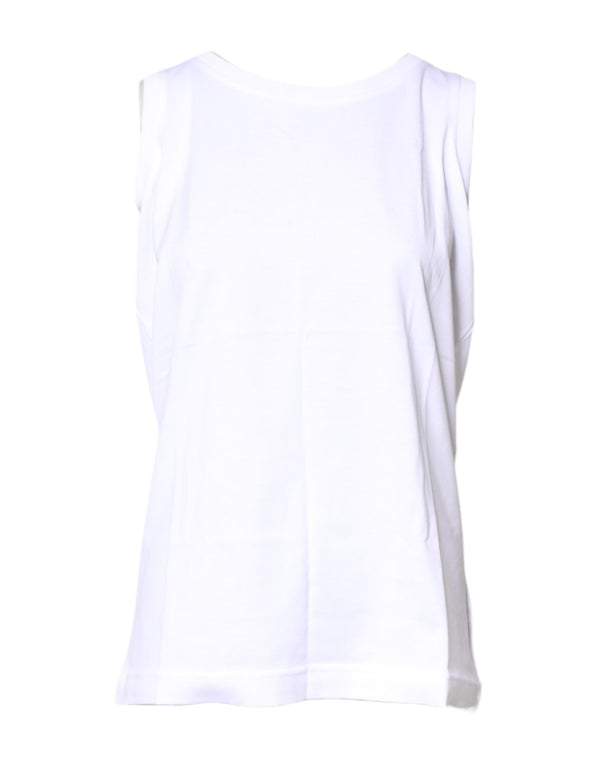 Dolce & Gabbana White Cotton Sleeveless Crew Neck T-shirt