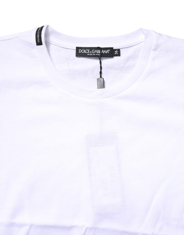 Dolce & Gabbana White Cotton Crew Neck Short Sleeves T-shirt