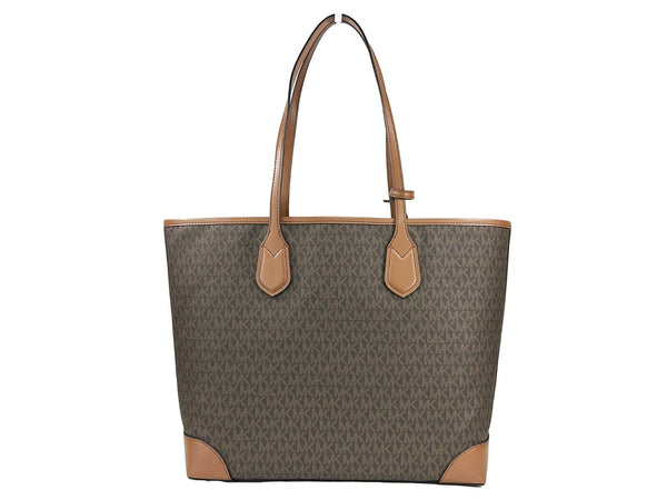 Michael Kors Eva Large Stripe Travel Tote Bag Plus Pouch Brown