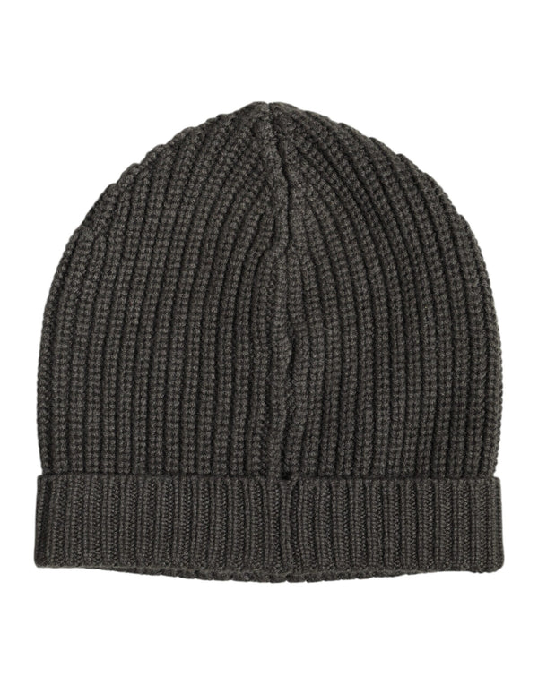 Dolce & Gabbana Dark Gray Cashmere Knit Winter Beanie Hat