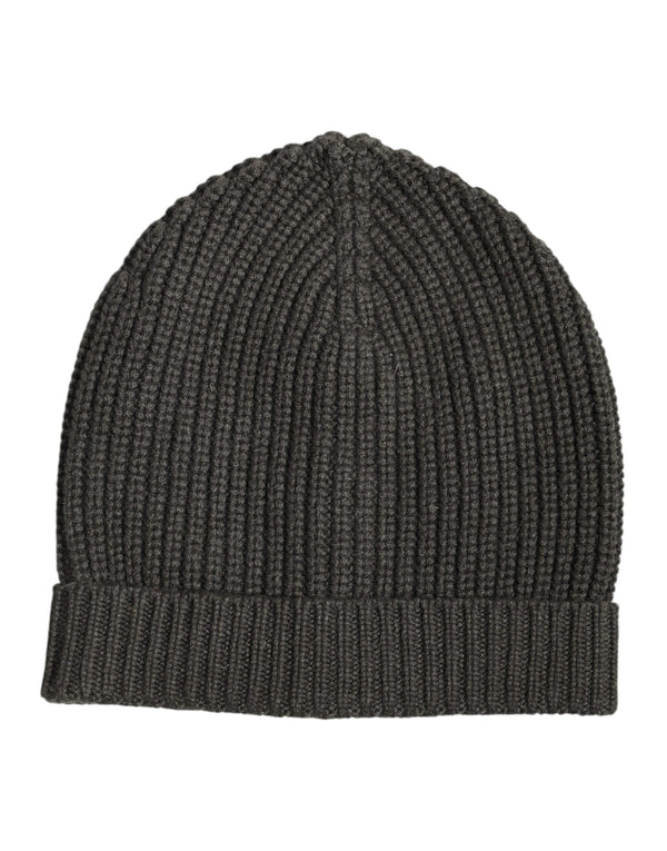 Dolce & Gabbana Dark Gray Cashmere Knit Winter Beanie Hat