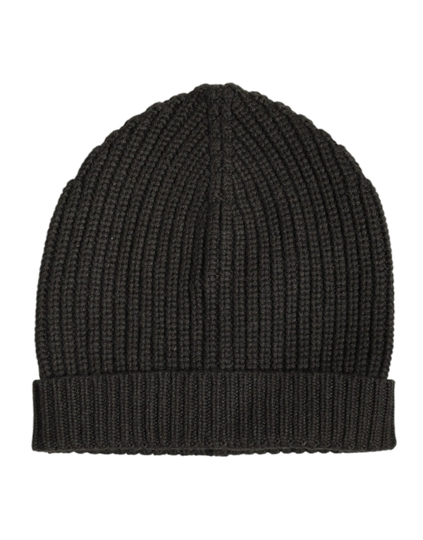 Dolce & Gabbana Dark Gray Cashmere Knit Winter Beanie Hat