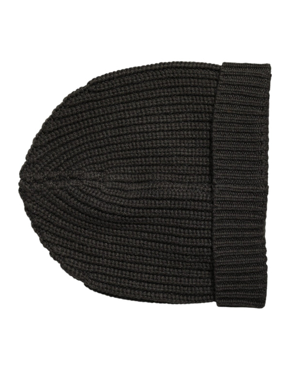 Dolce & Gabbana Dark Gray Cashmere Knit Winter Beanie Hat