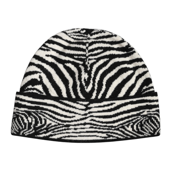 Dolce & Gabbana Black White Zebra Knitted Winter Beanie Hat