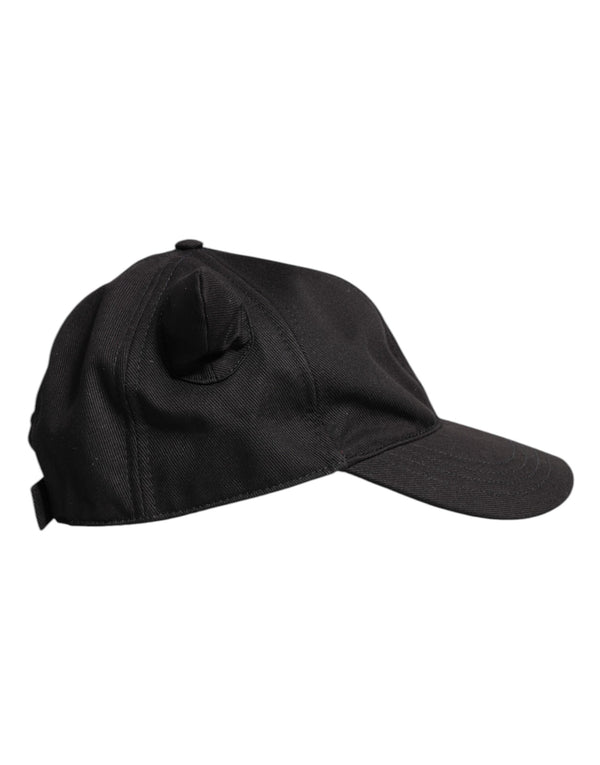 Dolce & Gabbana Black Cotton Logo Patch 6 Panels Baseball Cap
