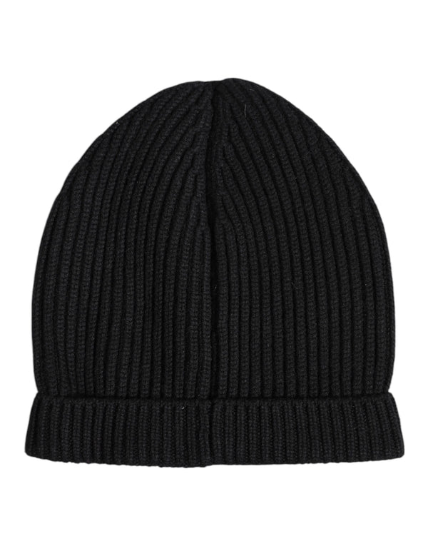 Dolce & Gabbana Black Cashmere Knitted Winter Beanie Hat