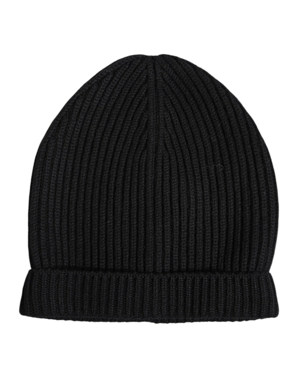 Dolce & Gabbana Black Cashmere Knitted Winter Beanie Hat