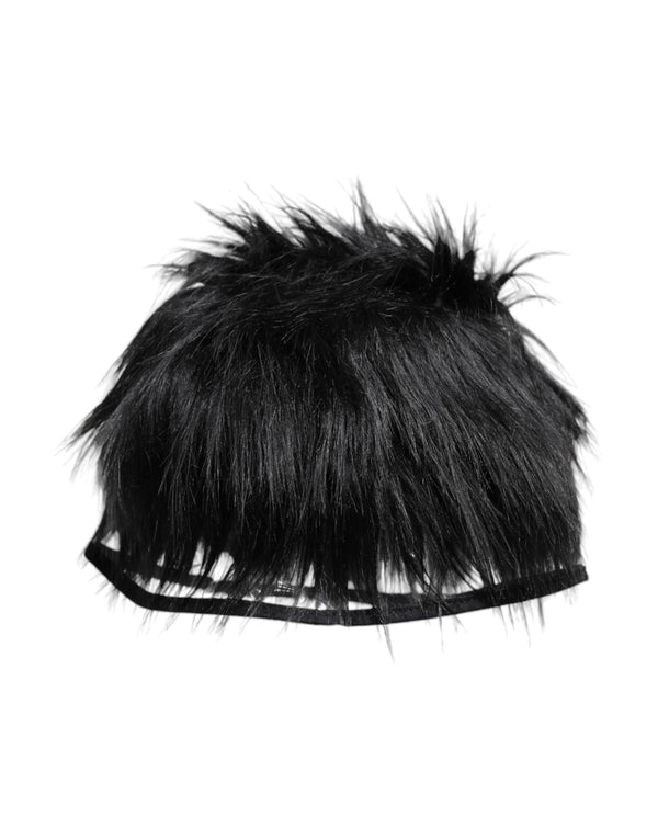 Dolce & Gabbana Black Faux Fur Bucket Hat