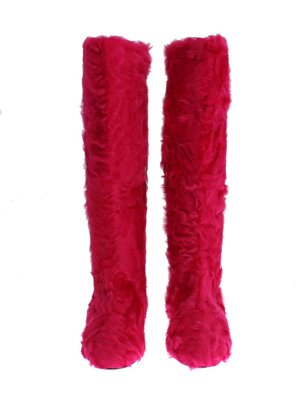 Dolce &amp; Gabbana vaaleanpunaiset lampaan turkisnahkasaappaat