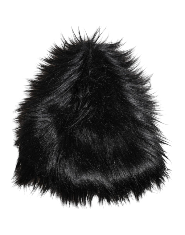 Dolce & Gabbana Black Acrylic Fur Womens Bucket Hat