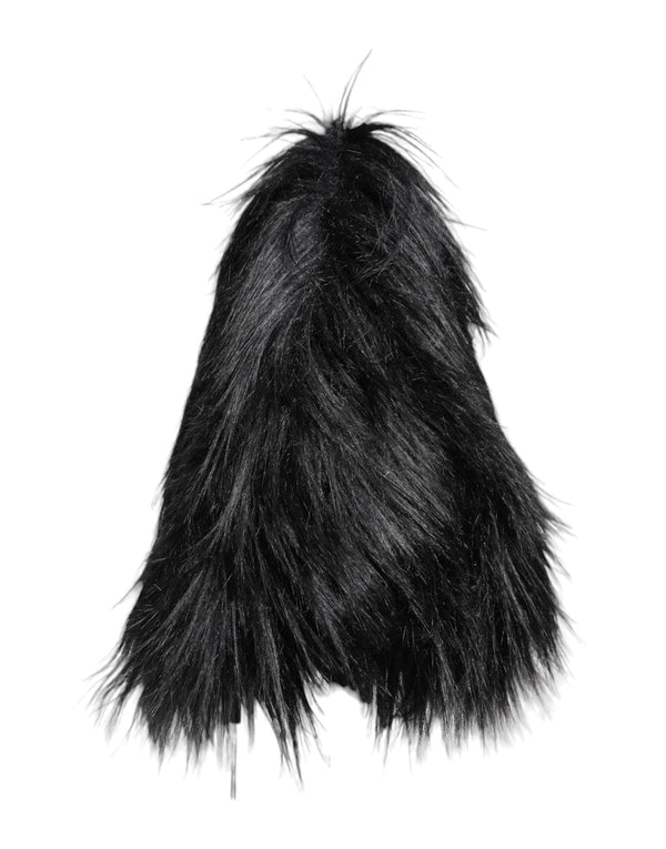 Dolce & Gabbana Black Acrylic Fur Womens Bucket Hat