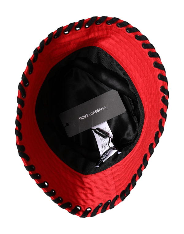 Dolce & Gabbana Red Lace Polyester Wide Brim Bucket Hat