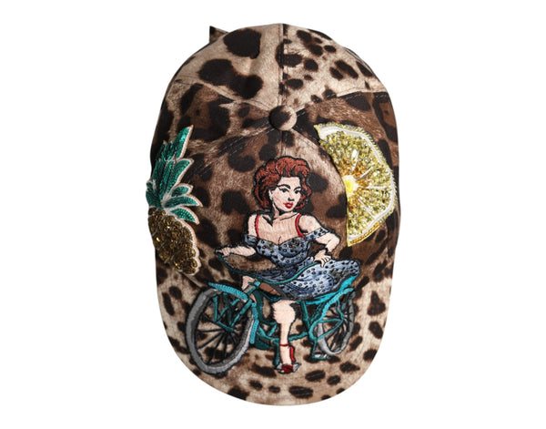 Dolce & Gabbana Brown Leopard Sequin Sicily Baseball Cap