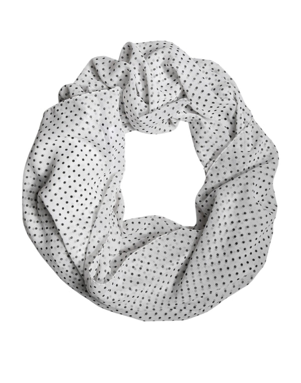 Dolce & Gabbana White Polka Dots Polyester Wrap Shawl Scarf