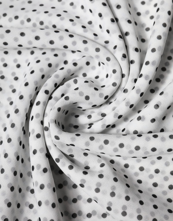 Dolce & Gabbana White Polka Dots Polyester Wrap Shawl Scarf