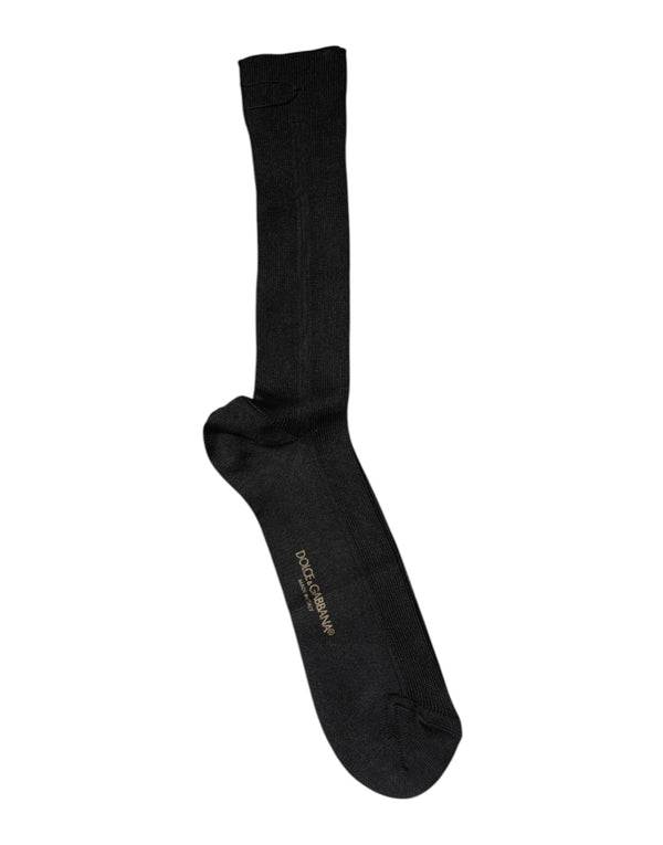 Dolce & Gabbana Black Cotton DG Logo Mid Calf Men Socks