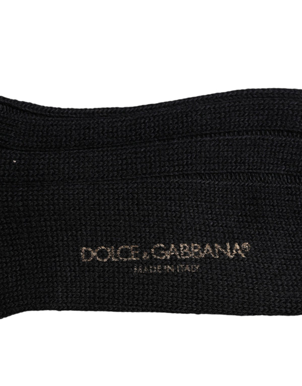 Dolce & Gabbana Black DG Logo Print Over The Calf Socks