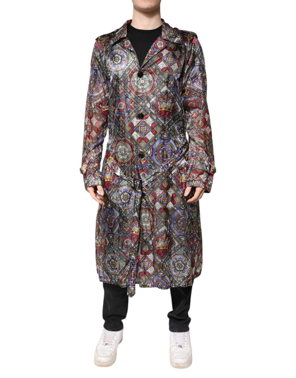 Dolce & Gabbana Multicolor Royal Bee Crown Trench Coat Jacket