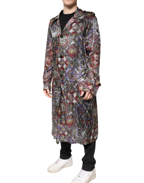 Dolce & Gabbana Multicolor Royal Bee Crown Trench Coat Jacket