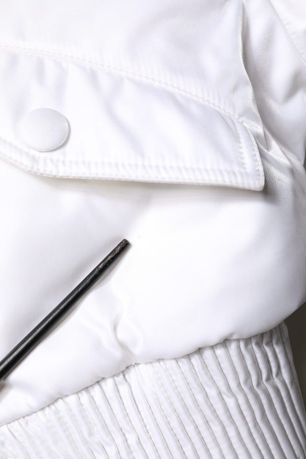 Dolce & Gabbana White Nylon Full Zip Cropped Bomber Jacket