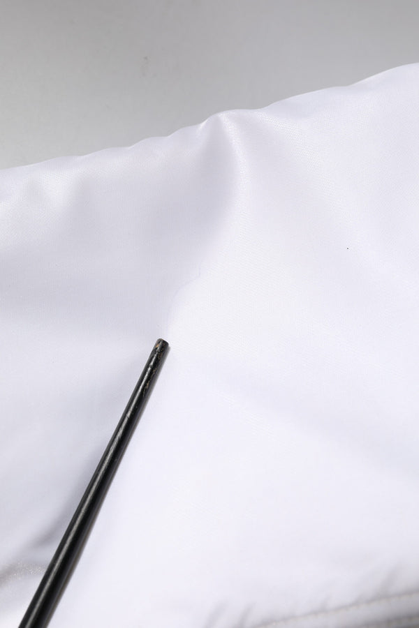 Dolce & Gabbana White Nylon Full Zip Cropped Bomber Jacket