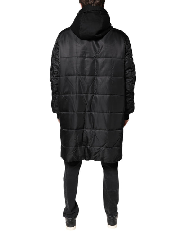 Dolce & Gabbana Black Hooded Parka Winter Men Coat Jacket