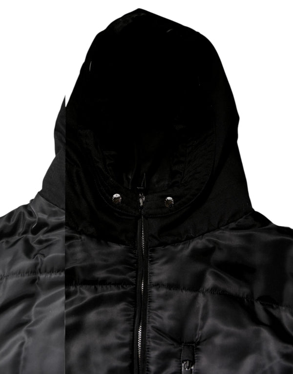 Dolce & Gabbana Black Hooded Parka Winter Men Coat Jacket