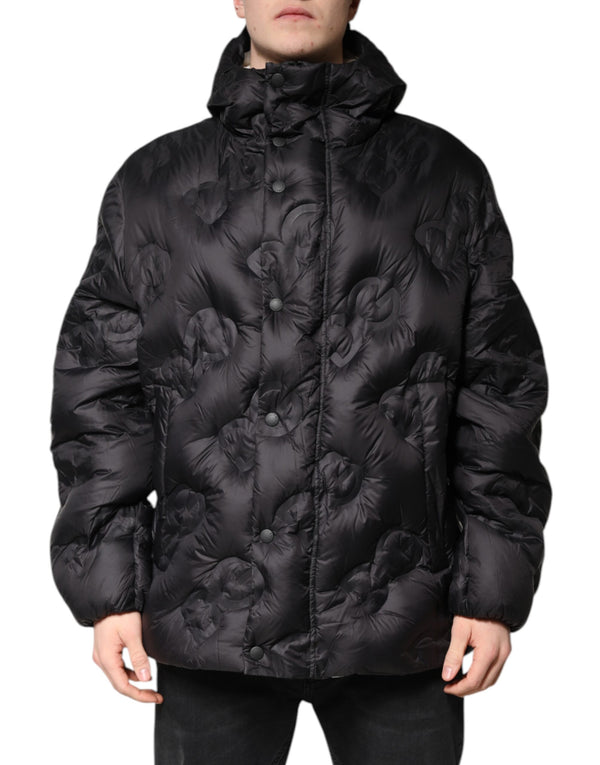 Dolce & Gabbana Black Hooded Parka Coat Winter Jacket