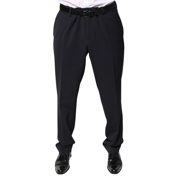 Dolce & Gabbana Black Wool Mid Waist Dress Pants
