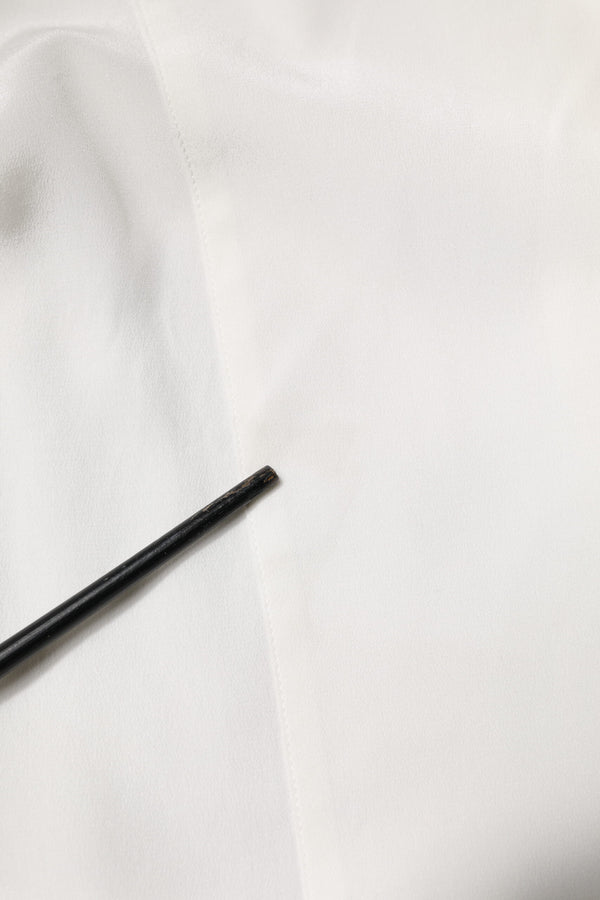 Dolce & Gabbana White Silk GOLD Dress Formal Collared Shirt