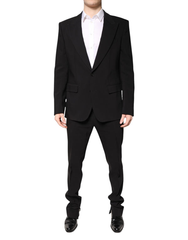 Dolce & Gabbana Black Cotton Single Breasted 2 Piece Suit