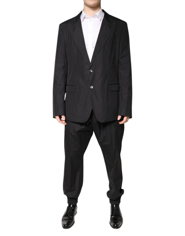 Dolce & Gabbana Black Cotton Single Breasted 2 Piece Suit