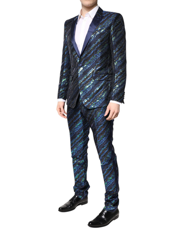 Dolce & Gabbana Multicolor Polyester Jacquard 2 Piece Suit