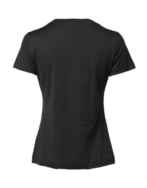 Dolce & Gabbana Black Cotton Round Neck Short Sleeve T-shirt