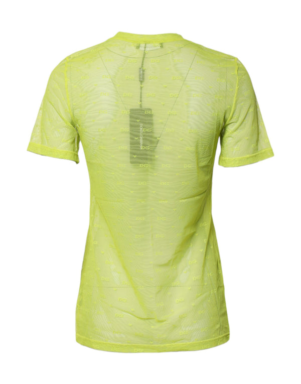 Dolce & Gabbana Green Nylon See Through Women Short Sleeves Top