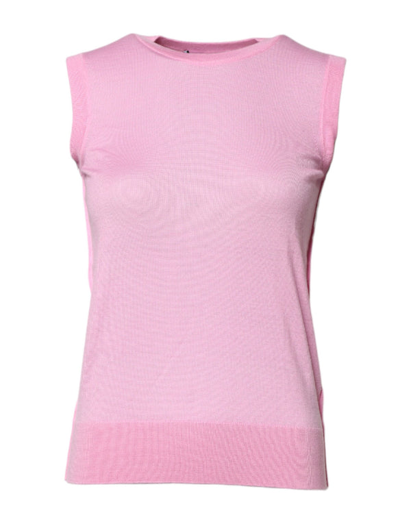 Dolce & Gabbana Pink Cashmere Round Neck Sleeveless Tank Top