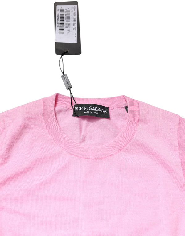 Dolce & Gabbana Pink Cashmere Round Neck Sleeveless Tank Top