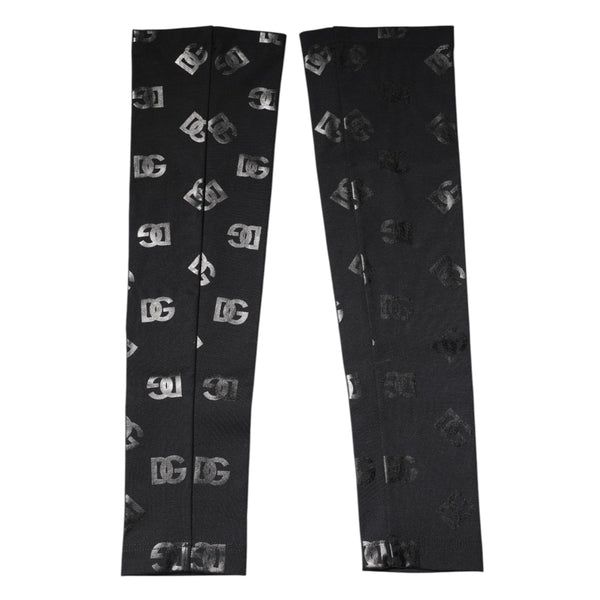 Dolce & Gabbana Black DG Logo Monogram Wool Stretch Arm Sleeves