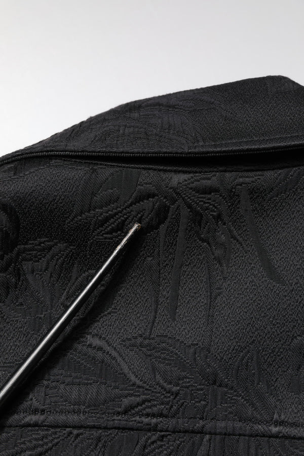 Dolce & Gabbana Black Brocade Cotton Full Zip Biker Jacket