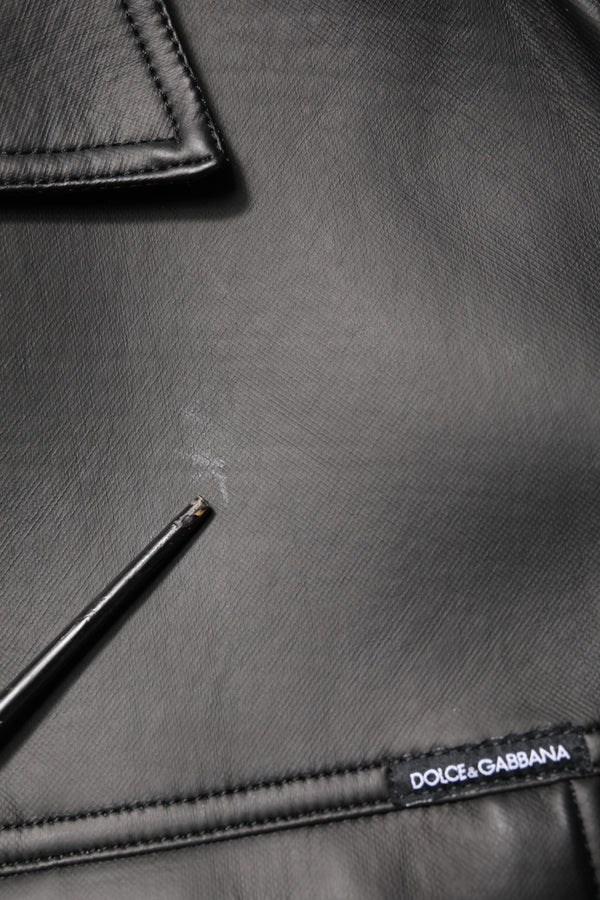Dolce & Gabbana Black Polyester Button Down Biker Jacket