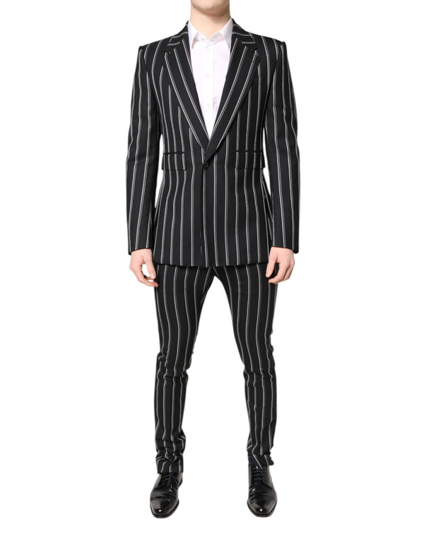 Dolce & Gabbana Black Striped SICILIA Formal 2 Piece Suit