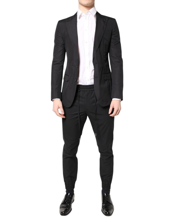Dolce & Gabbana Black Cotton TAORMINA Formal 2 Piece Suit