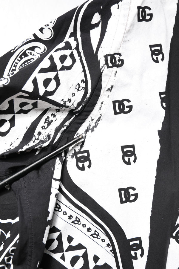 Dolce & Gabbana Black White Bandana MARTINI Men Dress Shirt