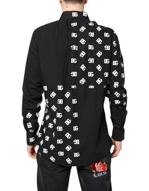 Dolce & Gabbana Black DG Logo Cotton MARTINI Dress Shirt