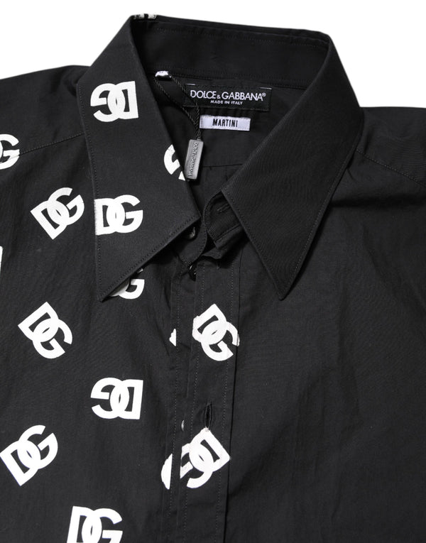 Dolce & Gabbana Black DG Logo Cotton MARTINI Dress Shirt