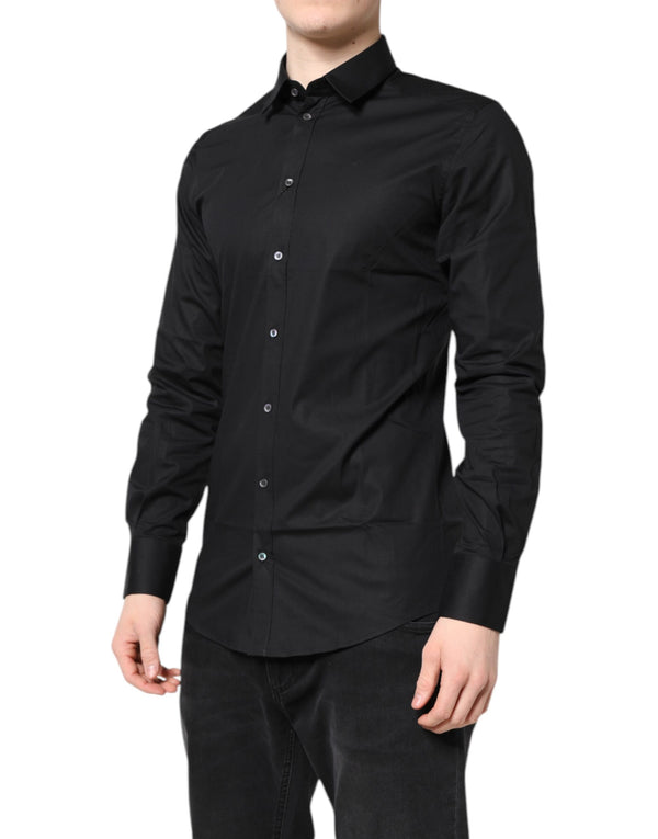Dolce & Gabbana Black GOLD Cotton Long Sleeves Dress Shirt